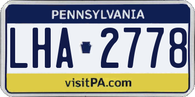 PA license plate LHA2778