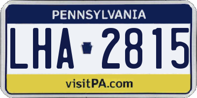 PA license plate LHA2815