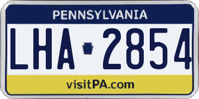 PA license plate LHA2854