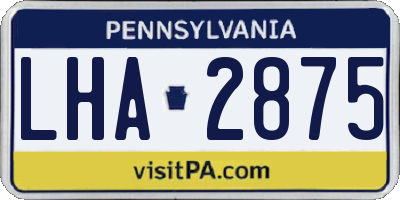 PA license plate LHA2875