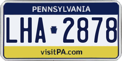 PA license plate LHA2878