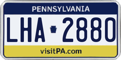 PA license plate LHA2880