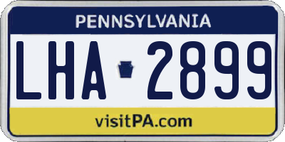 PA license plate LHA2899