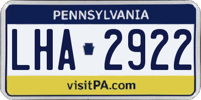 PA license plate LHA2922