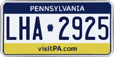 PA license plate LHA2925