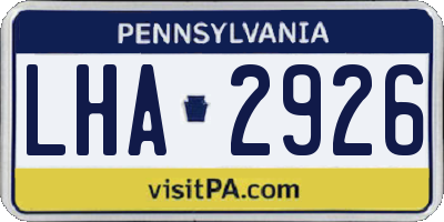 PA license plate LHA2926