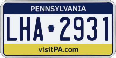 PA license plate LHA2931