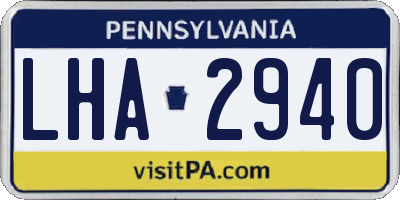 PA license plate LHA2940