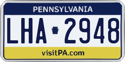 PA license plate LHA2948