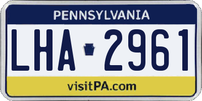 PA license plate LHA2961