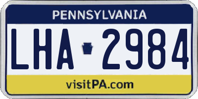 PA license plate LHA2984