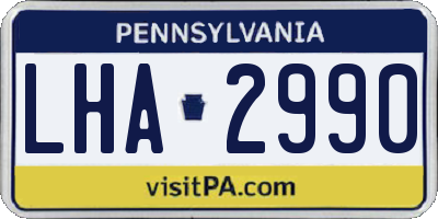 PA license plate LHA2990