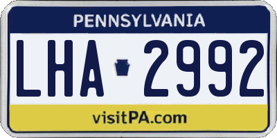 PA license plate LHA2992