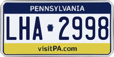 PA license plate LHA2998
