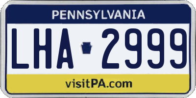 PA license plate LHA2999