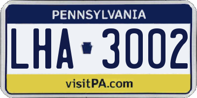 PA license plate LHA3002