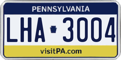 PA license plate LHA3004
