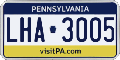 PA license plate LHA3005