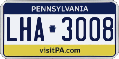 PA license plate LHA3008