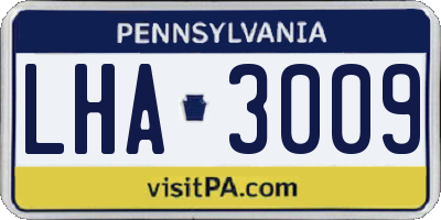 PA license plate LHA3009