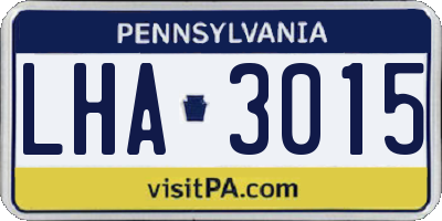 PA license plate LHA3015
