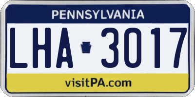 PA license plate LHA3017