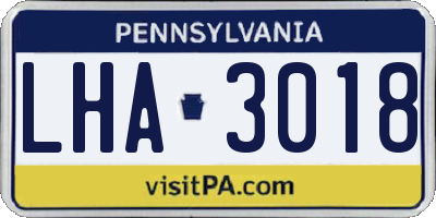 PA license plate LHA3018