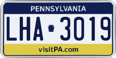 PA license plate LHA3019