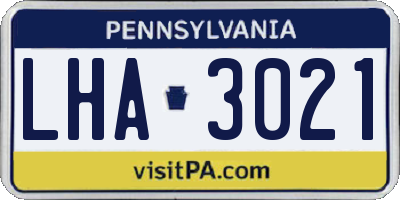 PA license plate LHA3021