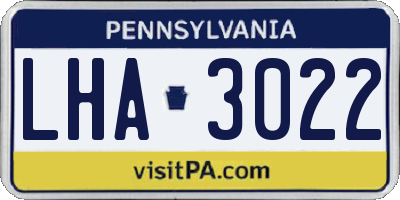 PA license plate LHA3022