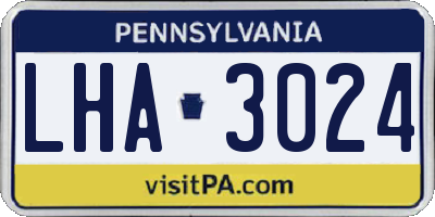 PA license plate LHA3024