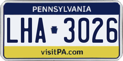 PA license plate LHA3026