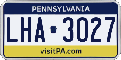PA license plate LHA3027