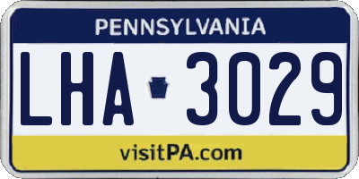 PA license plate LHA3029