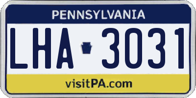 PA license plate LHA3031