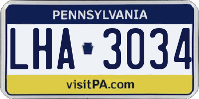PA license plate LHA3034