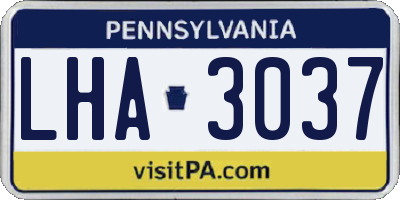 PA license plate LHA3037