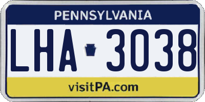 PA license plate LHA3038