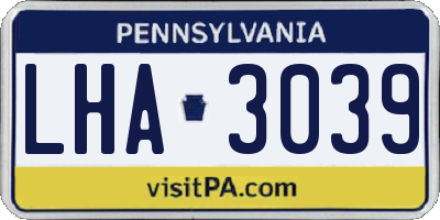 PA license plate LHA3039