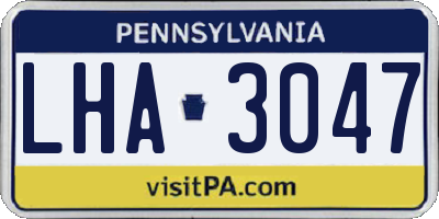 PA license plate LHA3047