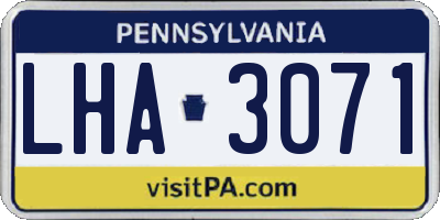 PA license plate LHA3071