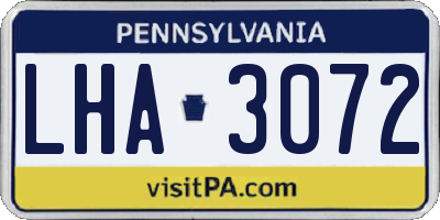 PA license plate LHA3072