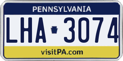 PA license plate LHA3074