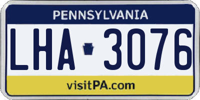 PA license plate LHA3076