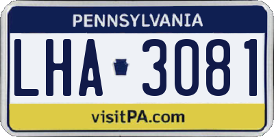 PA license plate LHA3081