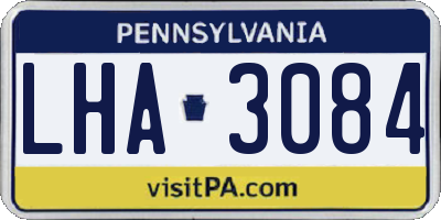 PA license plate LHA3084
