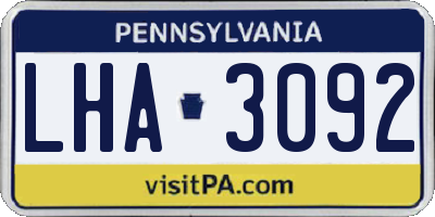 PA license plate LHA3092