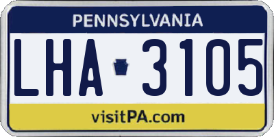 PA license plate LHA3105