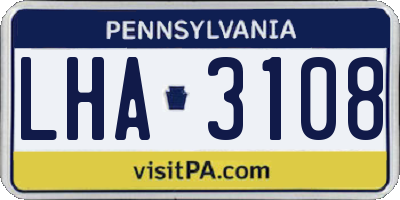 PA license plate LHA3108