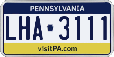 PA license plate LHA3111